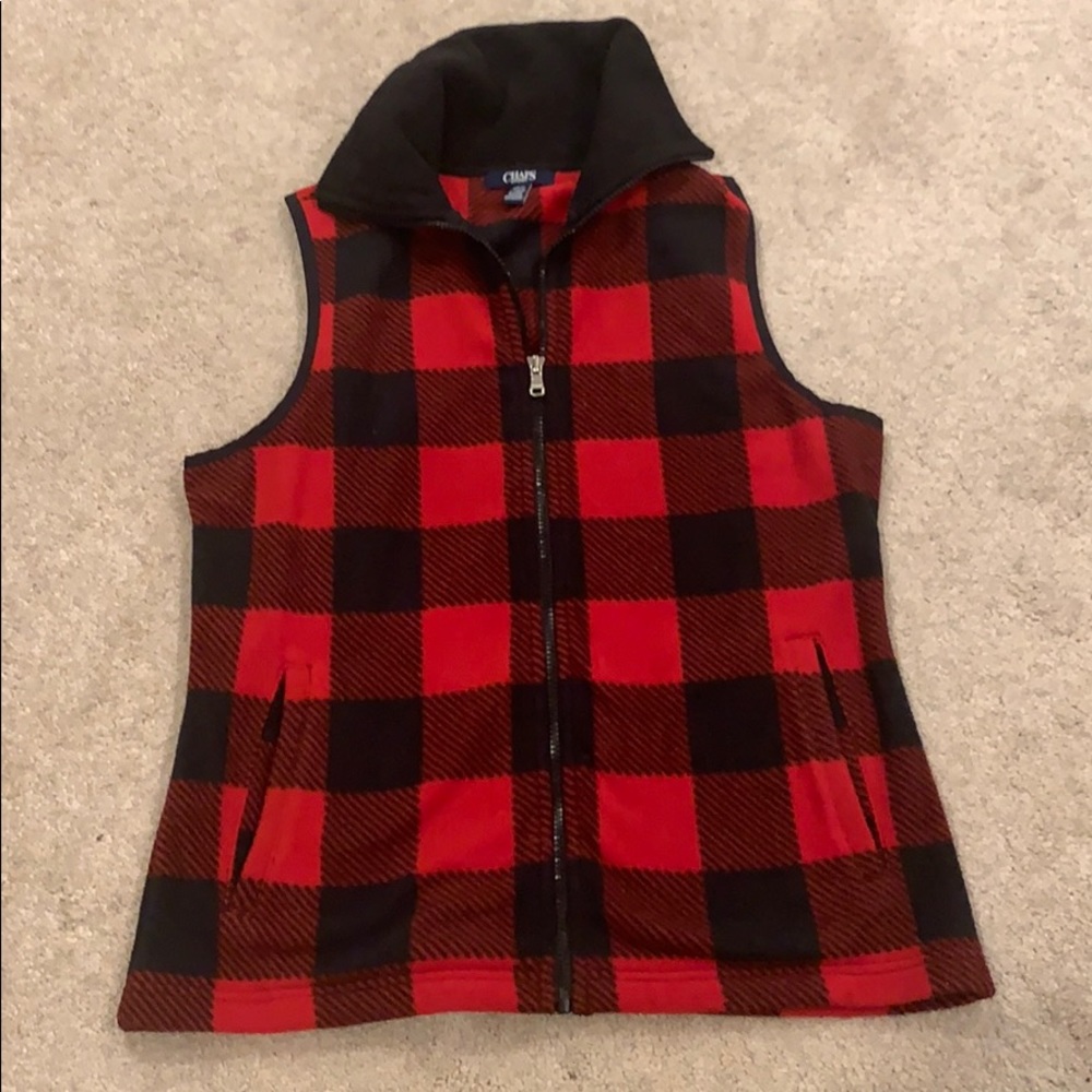 Red buffalo plaid fleece vest - size small